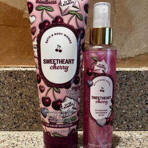 Bath & Body Works Sweetheart Cherry Body Shimmer Spray and Body Cream!! NEW
